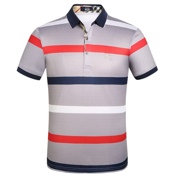 

mens 2020 new summer fashion turn-down collar plain cotton embroidery short-sleeved t-shirt designer polo t shirt mens, Gray