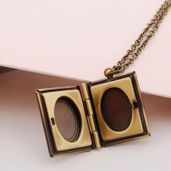 

fashion carved vintage style delicate imitation book locket necklace secret hiding place p locket necklace ps box, Silver