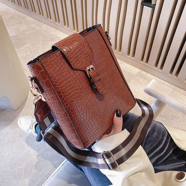 

vintage leather stone pattern crossbody bags for women 2020 new shoulder bag fashion handbags and purses zipper bucket bolsa sac