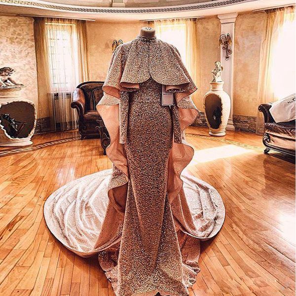 

румяна розовое золото блестка вечерний pageant платье с длинным wrap cape 2020 свадебных платьями саудовской аравии русалка случая пром плат, Black;red