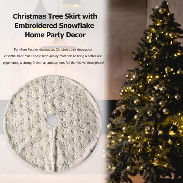 

christmas tree skirts with embroidered snowflake new year party base floor cover ornamental and practical integration