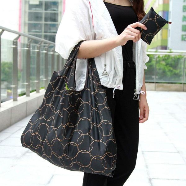 

fashion foldable handy shopping bag 2019 reusable tote pouch recycle waterproof storage handbags sample travel bag