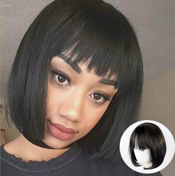 Short Straight Bob Wigs Black Hair Women Bob Style Full Head Wig 150g Pack Synthetic Real Thick Black Brown Blonde Hair Lace Fronts Natural Hair Wigs