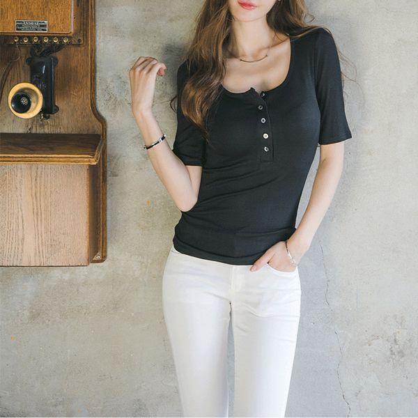 

new punk tee shirt femme tshirt v neck women summer fashion t shirt short sleeve femme button lady camisetas feminina thin, White