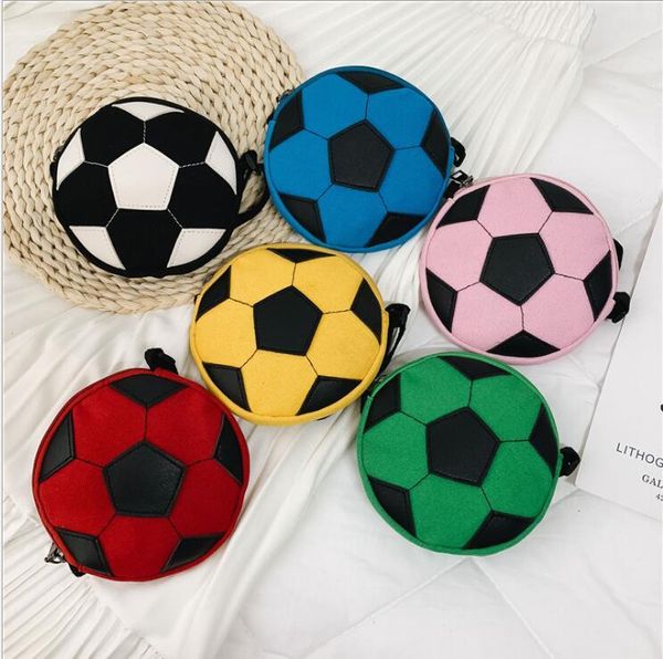 

football crossbody bags contrast color kids girls canvas soccerball purses coin bag storage outdoor travel shoulder bags phone pouch c596, White