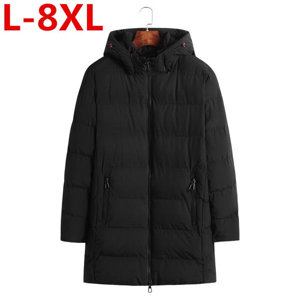 

2018 plus size 8xl 7xl 6xl 5xl new clothing jackets business long thick winter coat men solid parka fashion overcoat outerwear, Black