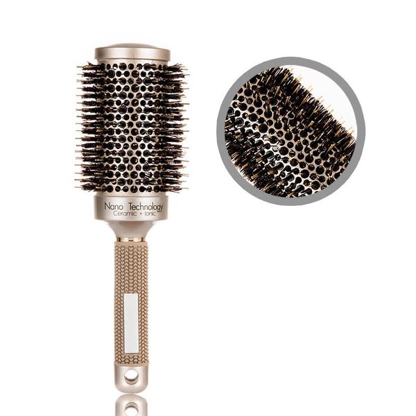 

hair brush bristle comb brush heat conduction air aluminum tube ceramic roller styling hair comb tool 4 pcs, Silver