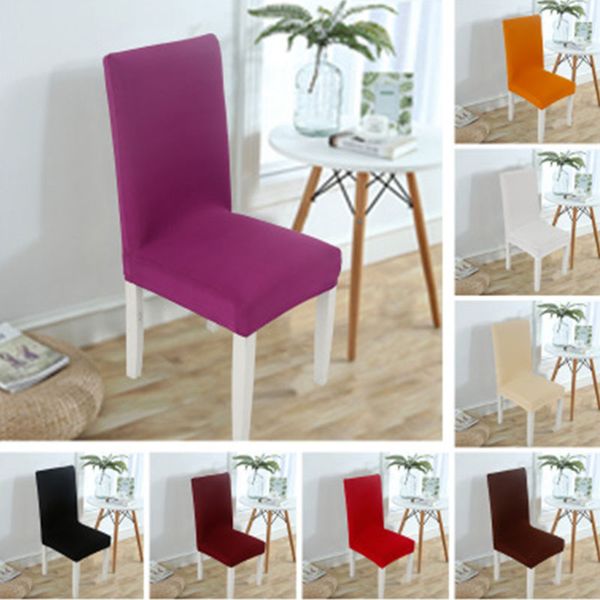 

modern plain color chair cover spandex stretch elastic wedding banquet chair covers dining seat cover pastoral l