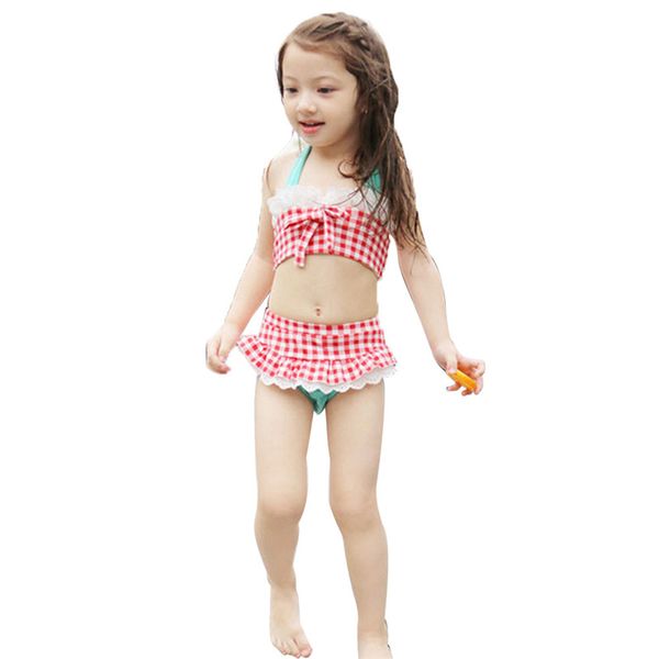 

toddler kids girls plaids & checks lace bikini bathing suit bottom swimsuit c01