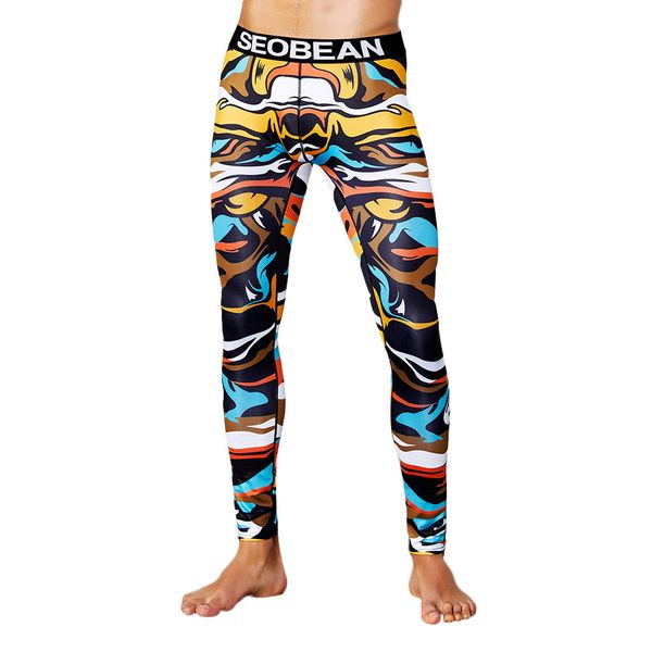 

2018 hip hop men's print cotton breathable sports leggings thermal long johns underwear pants w415, Black;white
