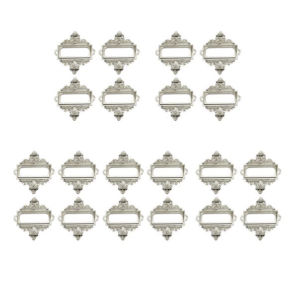 

20pcs silver card tag label holder metal lace frame 55x62mm on bookcases