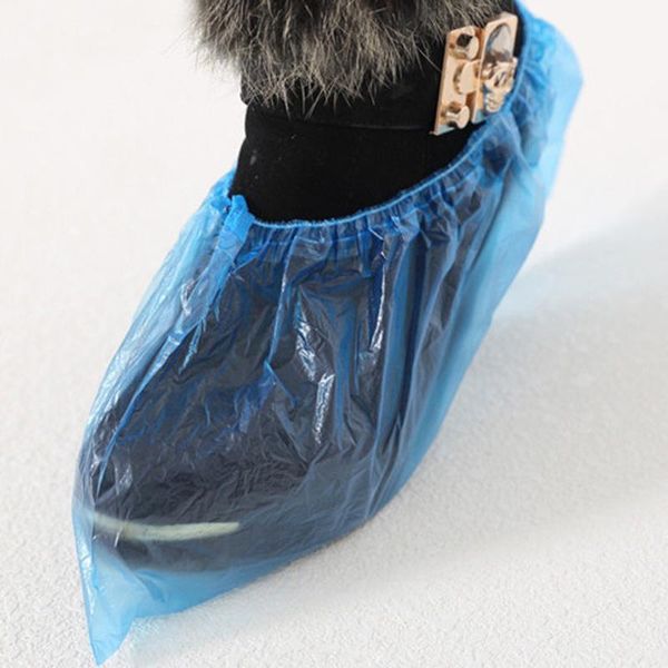 

500 pcs/pack waterproof boot covers plastic disposable shoe covers elastic protective homes overshoes #t2g, White;pink