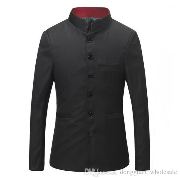 

japanese style uniform men red stand collar tunic suit jackets ing, Black;brown