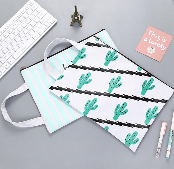 

200pcs 32cmx23.5cm cosmetic bag women oxford letter printed grid large capacity handle pencil bags zipper document bag