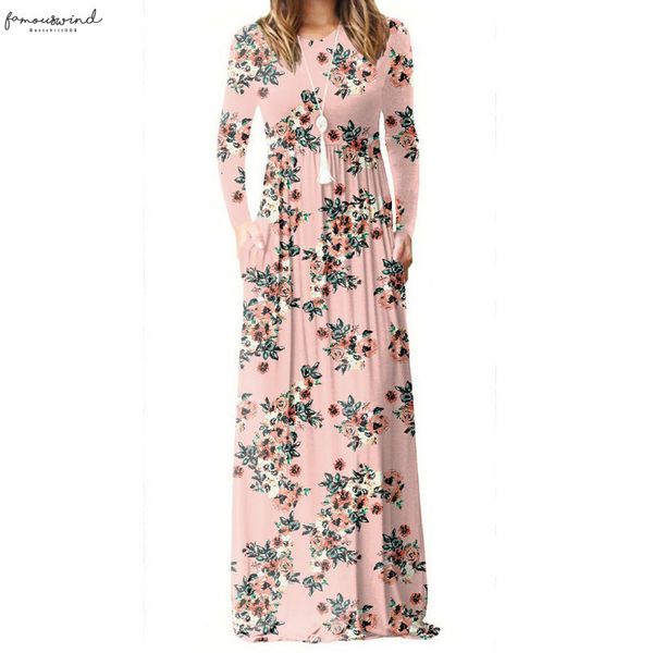 

women long sleeve cap sleeve maxi long dresses femme summer floral printed a line dress female boho beach sundress pockets plus size, Black;gray