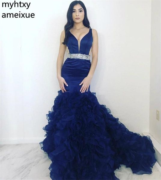 

2019 new arrival v-neck sweep plus size evening gown dresses for women train trumpet sleeveless floor-length jersey empire, White;black