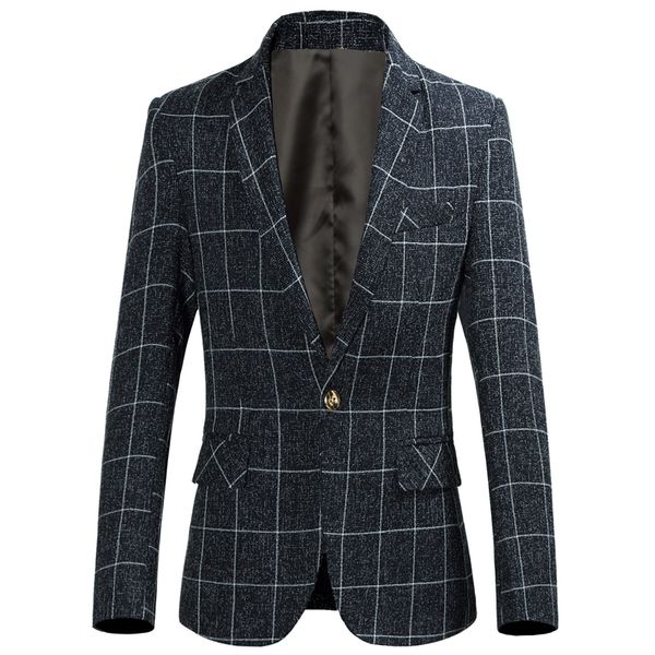 

m-6xl plaid slim fit male blazer spring autumn jacket for men fashion plus size blazer man business casual blazers men suits, White;black