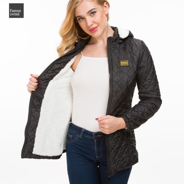 

winter jacket women thick warm autumn parka new slim down cotton clothing long sleeve solid coat female hooded outerwear, Black