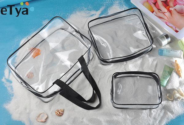 

etya pvc transparent clear cosmetic bag women waterproof travel neceser makeup toiletry bags makeup organizer pouch set