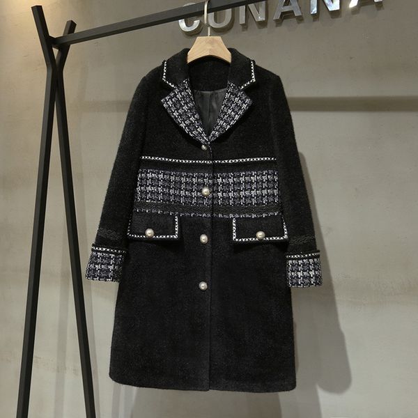 

fashion elegant overcoat 2020 autumn winter women's woollen coat b429, Black