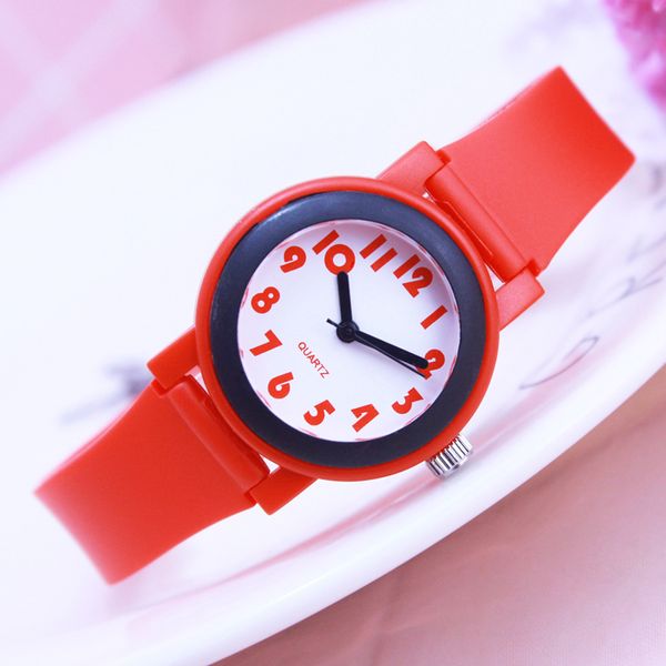 

2018 children simple fashion mini quartz watches students kids contrast color stripe soft waterproof sports clear wristwatches, Blue
