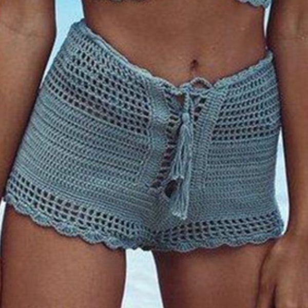 

11 color hand crochet bikini shorts bottom boho womens pants beach high waist shorts
