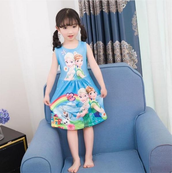 

kids dresses night gown pajamas dress sleepwear pyjamas clothes princess dress fashion summer soft girls nightgown, Red;yellow