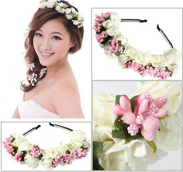 Summer Colorful Floral Garland Bridal Hair Accessories Cheap For
