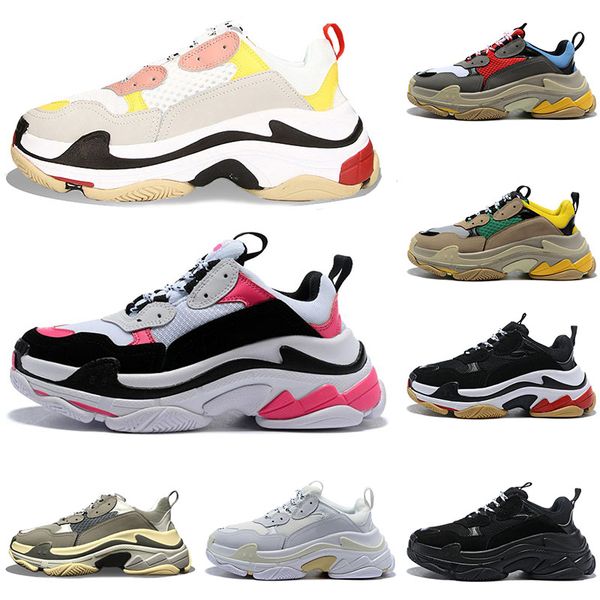 

hight quality yellow green triple s pink designer sport trainers triple black 17fw men women running shoes mens casual sneakers size36-45, White;red