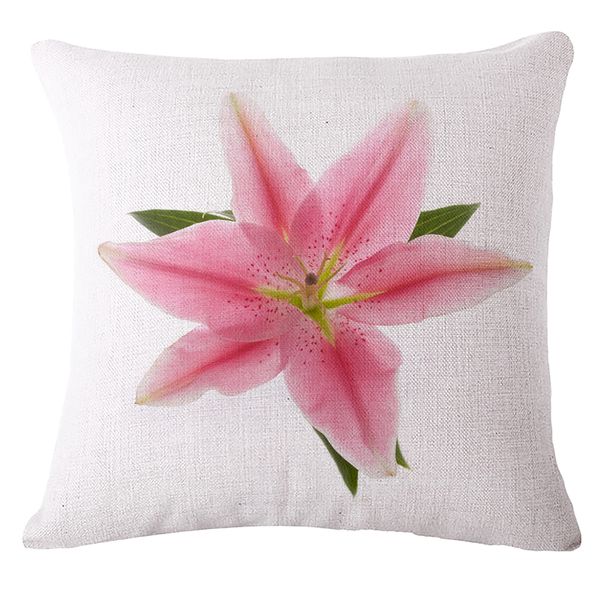 

pink lily flowers cushion without core pillow cover custom linen decorative pillowcases wedding valentine's gift pillow case