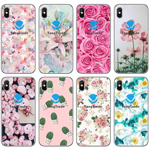 

[tongtrade] soft silicone tpu case for iphone 11 pro 8 7 6s 6p 5s 5p x xs max galaxy note 10 9 8 pro s10 s9 s8 plus artsy rose flower case