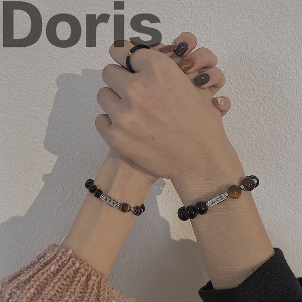 

eacer obsidian couple bracelet a pair gravity couple matching sterling silver bracelet simple gift memorial, Black