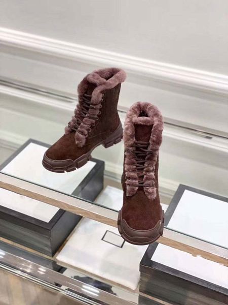 

2019 platform booties australia designer half boots men/women luxury plush shoes burgundy genuine leather boots flat bottom, Black