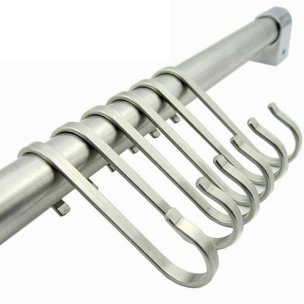 

6pcs/set hanging hanger hooks utensils stainless steel rack multipurpose organizing clothes s shaped closets cup holder