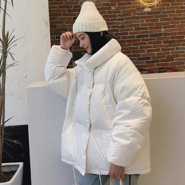 

2019 new arrival women winter jacket korean style stand collar breasted buttons female outwear coat fashion short parka, Black