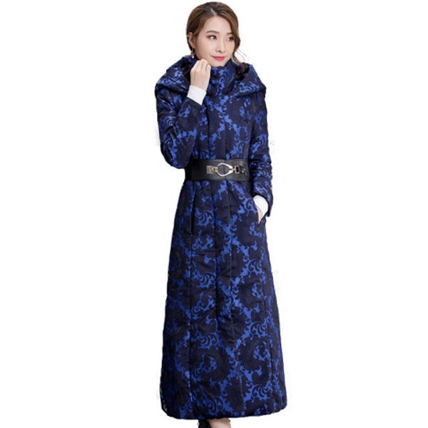 

women parkas autumn winter coat new retro ladies coat long section cotton suit korean version hooded padded female parkas, Black