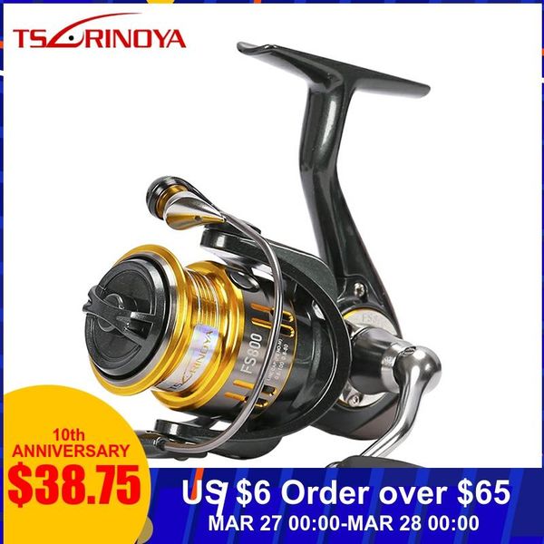 

tsurinoya fishing reel fs 800 1000 2000 3000 5.2:1 9+1bb trout freshwater saltwater spinning fishing lure reel