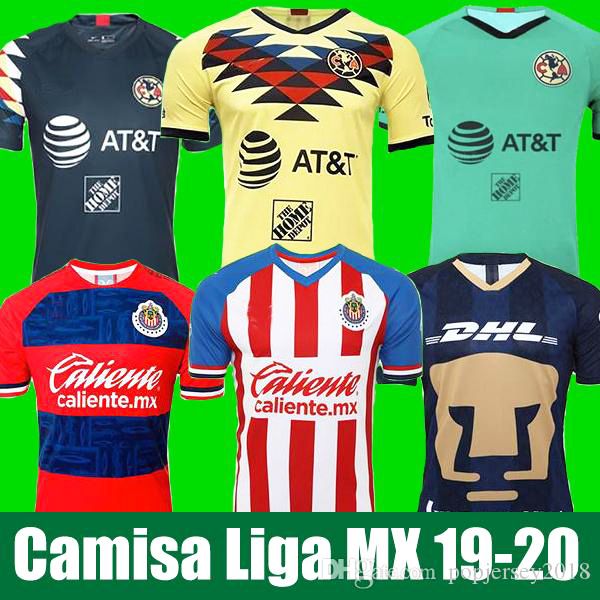 

liga mx 2019 club america soccer jerseys 2020 club de cuervos home away 3rd unam guadalajara chivas kit jersey 19 20 football shirts, Black;yellow