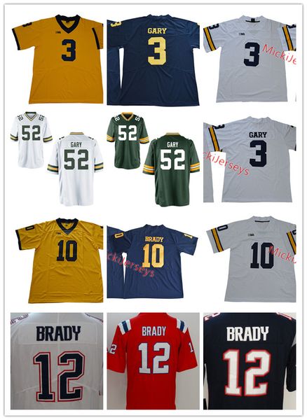 

Mens NCAA Michigan Wolverines Tom Brady Jersey Stitched #3 Rashan Gary Green Bay #12 Tom Brady New England Jersey S-3XL