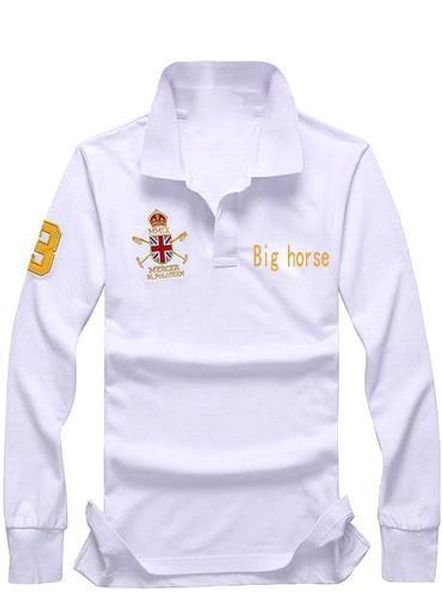 

2019 горячая распродажа большая лошадь мужская поло вышивка поло рубашка qulity поло мужчины хлопок рубашка с длинным рукавом s-порты трикот, White;black