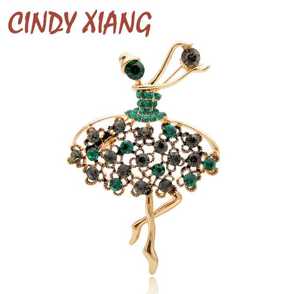 

cindy xiang rhinestone vintage girl brooches for women elegant cute dancing lady pins fashion jewelry coat handbag accessories, Gray
