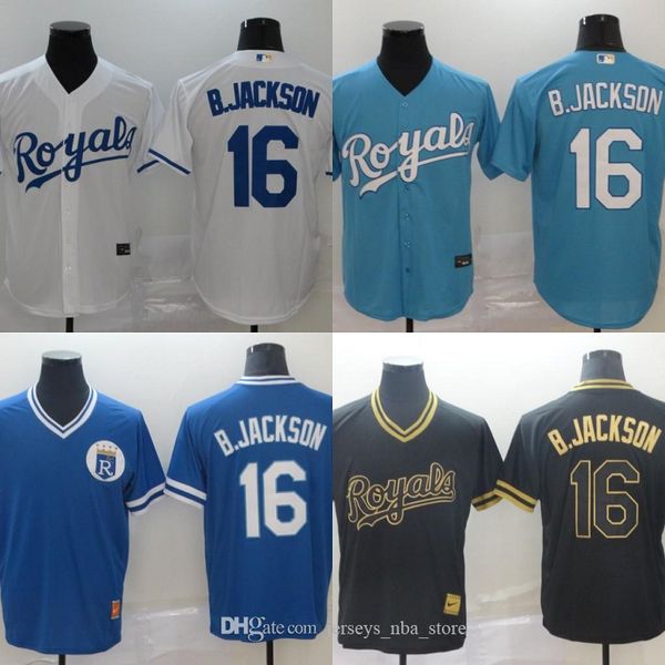 

2020 royals men kansas city jersey #16 bo jackson home blue white grey baseball jerseys, Blue;black