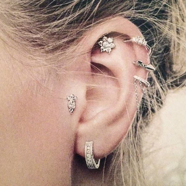 

6pcs/set fashion c-shaped small round circle tassel hoop geometric stud earrings set women jewelry fashion accessories, Golden;silver