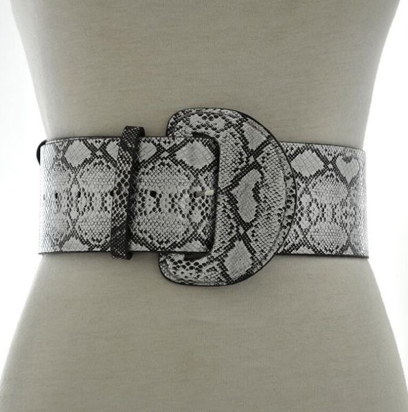 

womens runway belts belts & accessories fashion snake skin print pu leather cummerbunds female dress corsets waistband belts decoration wide, Black;brown