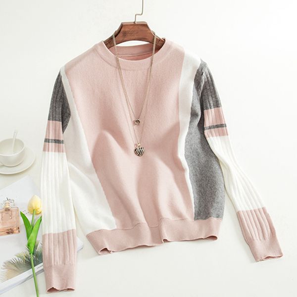

onlysvter spring autumn knitted sweater women loose casual jumper fashion patchwork long sleeves pullover sweater femme pull, White;black