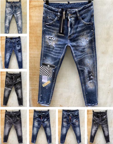 

2019 brand d 2 jean men jean men denim black jean embroidery pant fa hion hole trou er italy ize 44 54 06, Blue