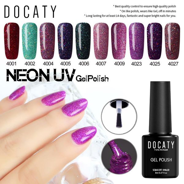 

docaty 8ml nail gel polish selling colors for manicure soak off neon gel varnish hybrid lacquer nail art design tools, Red;pink
