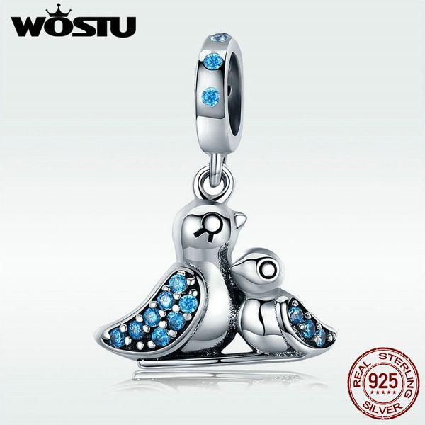 

wostu 925 серебрянные cute bird dependency бусины подвеска подходят оригинальные wst подвески браслеты diy ювелирных изделий подарка dxc426, Bronze;silver
