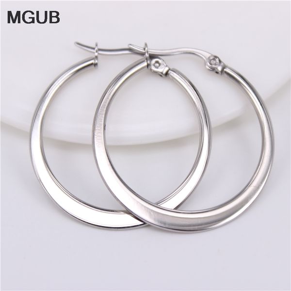 

mgub stainless steel 20-70mm diameter classic fashion charm gold silver color round circle hoop earrings for women gift lh614, Golden;silver