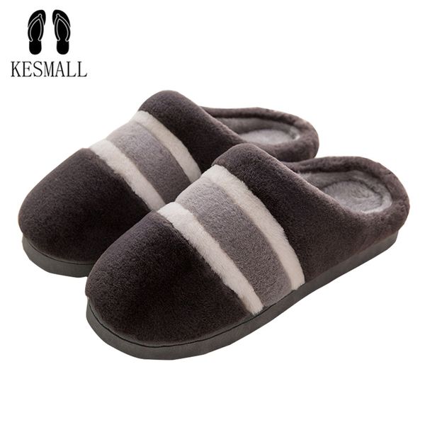 

kesmall fur slippers for men shoes warm soft slippers lovers couple winter indoor anti-slip big size 46 home plush, Black